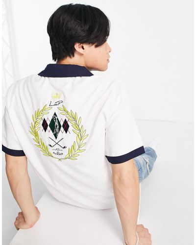 Liquor N Poker Camicia sporco con ricamo sul retro stile golf club - Bianco