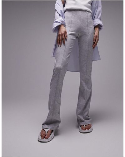 TOPSHOP Premium Edit Seam Front Flared Trousers - Grey