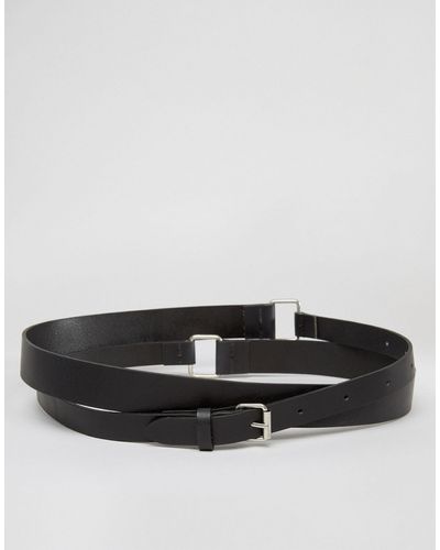 Weekday Leather Double Wrap Belt - Black