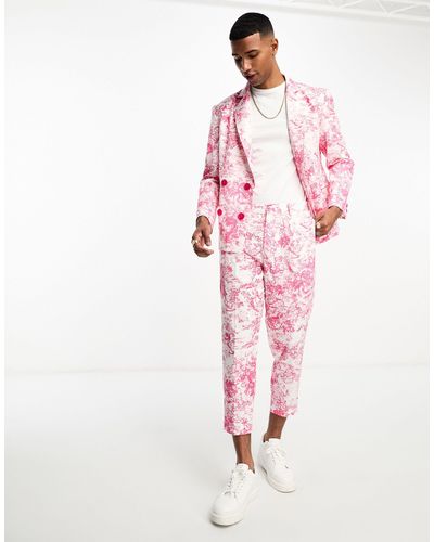 Labelrail X Stan & Tom Toile Print Cropped Tapered Trousers - Pink