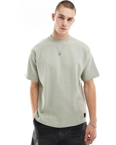 Pull&Bear – t-shirt aus ottomangewebe - Grau