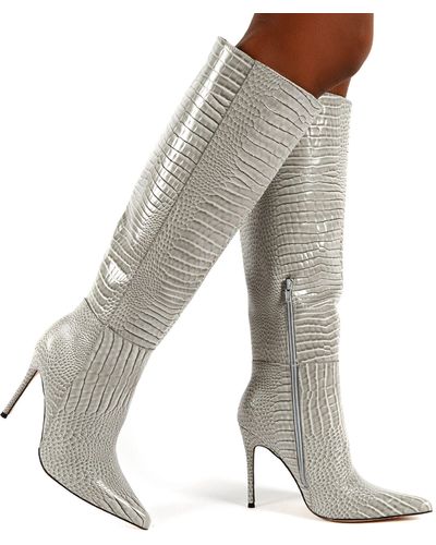Public Desire Aimi Knee Boots - Gray
