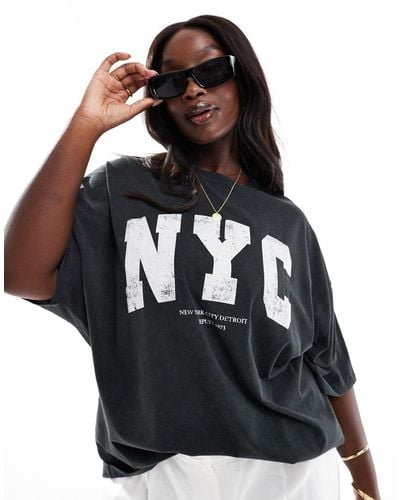 ASOS Asos Design Curve Oversized T-shirt With Nyc Graphic - Black
