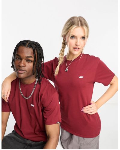 Vans T-shirt unisexe avec logo sur la poitrine - rouge foncé