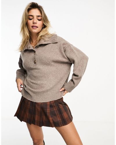 Pull&Bear Maglione oversize talpa con bottoni - Neutro