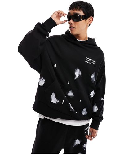 Collusion Hoodie With Hand Paint Splatter - Black