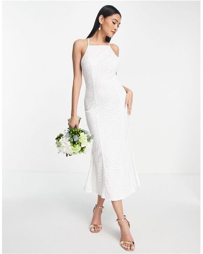 Little Mistress Bridal Lace Maxi Dress With Low Back - White