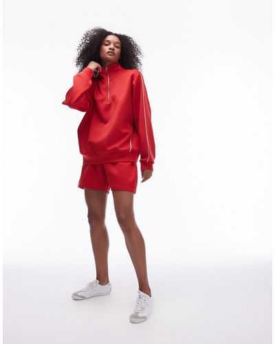 TOPSHOP Co-ord Track Short - Red