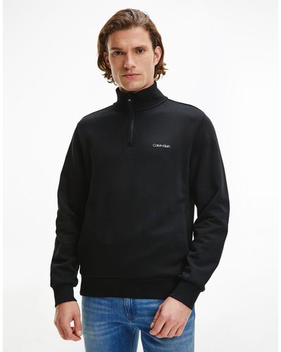 Calvin Klein Small Chest Logo Half Zip Sweatshirt - Black
