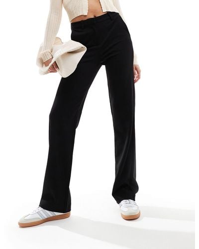 Vero Moda Straight Leg Jersey Trousers With Belt Loops - Black