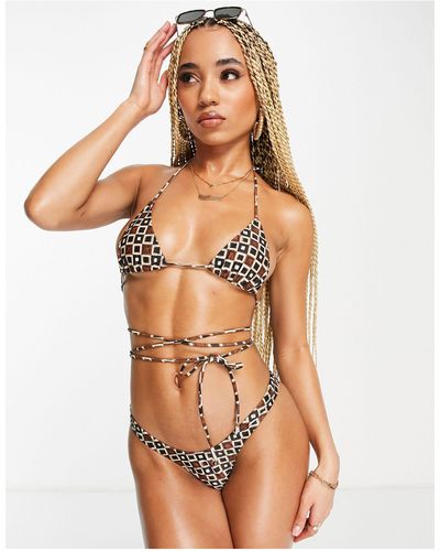 Motel Farida High-leg Bikini Bottom - Brown