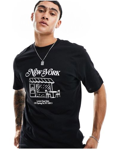 Jack & Jones Oversize T-shirt With New York Print - Black