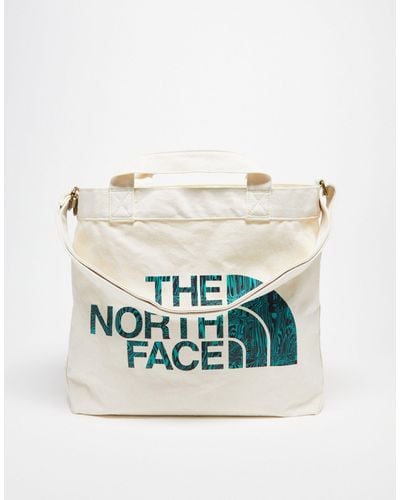 The North Face Tote Met Digi-logo Van Natuurlijk Katoen - Blauw