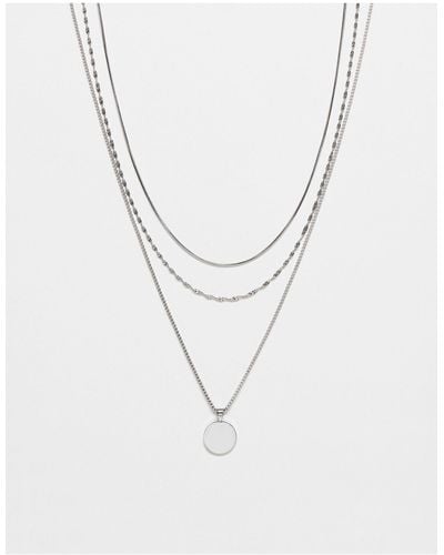 TOPSHOP Phoebe Waterproof 3 Pack Of Necklaces With Pendant - White