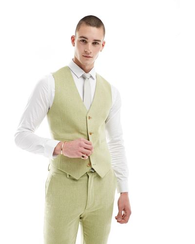 ASOS Wedding Skinny Wool Mix Suit Waistcoat - Green