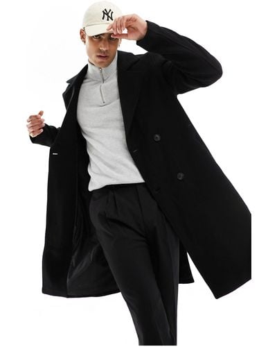 Only & Sons Oversized Wool Mix Overcoat - Black