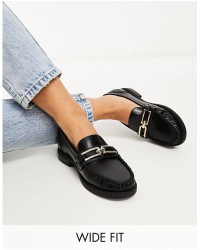 ASOS Wide Fit Melodic Slim Loafer With Chain - Black