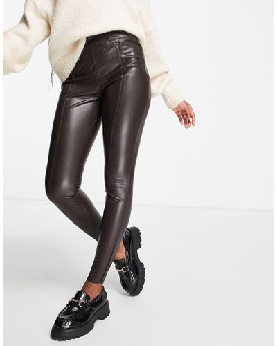 River Island Faux Leather Skinny Pants - Brown
