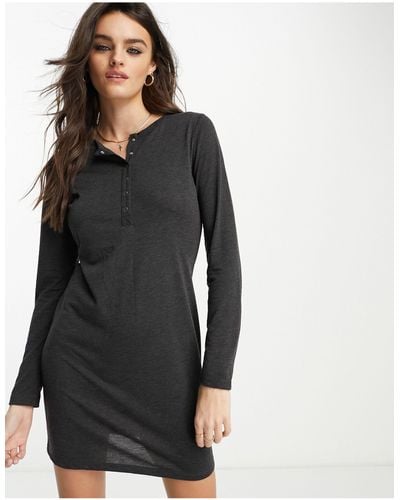 French Connection Button Front Jersey Mini Dress - Black