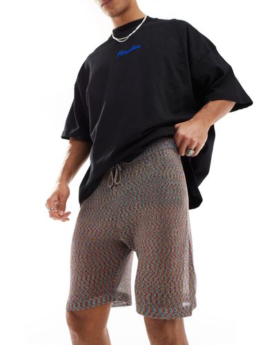 ASOS – gestrickte shorts aus em metallic-netzstoff - Mehrfarbig