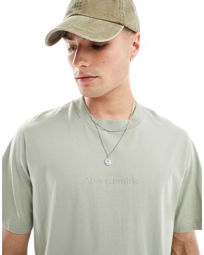 Abercrombie & Fitch Camiseta con logo central en relieve - Verde