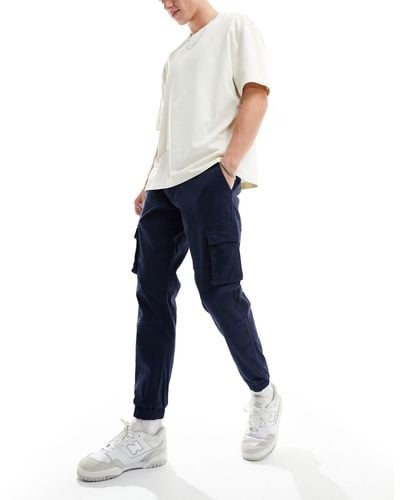 Only & Sons Slim Fit Cargo Trousers With Cuffed Bottom - Blue