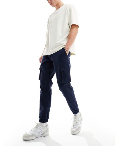 Only & Sons Pantaloni cargo slim navy con fondo elasticizzato - Blu