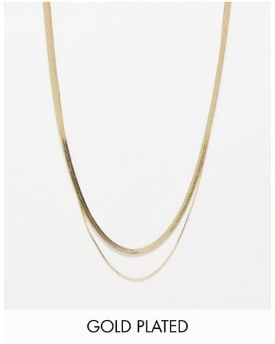 Pieces Exclusivité - - collier 2 chaînes en plaqué or 18 carats - Blanc