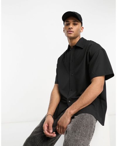 Jack & Jones Originals Oversized Clean Revere Collar Shirt - Black