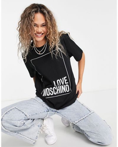 Love Moschino Klassiek T-shirt Met Vierkant Logo - Zwart