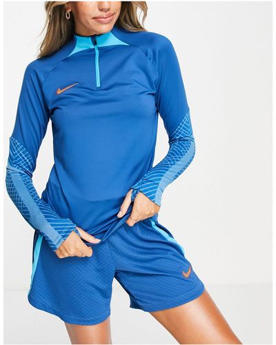 Nike Football Strike dri-fit - top con zip corta - Blu