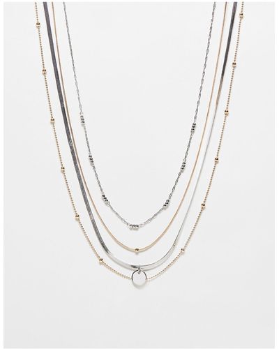 TOPSHOP Nixon Pack Of 4 Mixed Necklaces - White