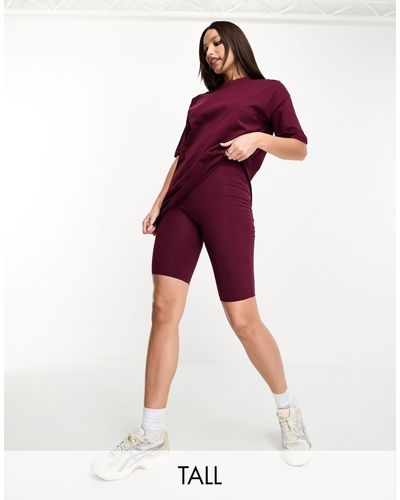 Threadbare Tall – chloe – set aus oversize-t-shirt und shorts - Rot