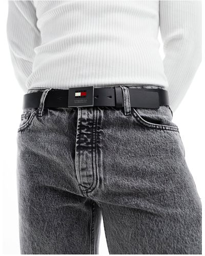 Tommy Hilfiger 3.5 - ceinture en cuir à logo drapeau - Gris