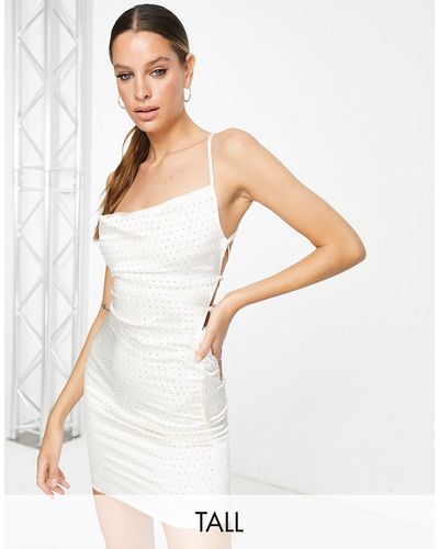 Club L London Mini-jurk Met Versieringen En Gedrapeerde Hals Voor - Wit