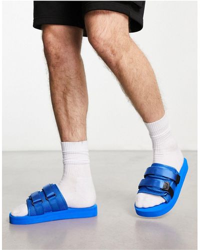 Public Desire Man - Odie - Slippers Met Klittenband - Blauw