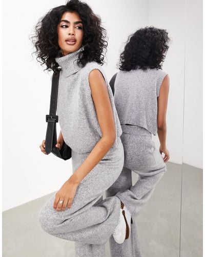 ASOS Roll Neck Sleeveless Knitted Sweater - Gray