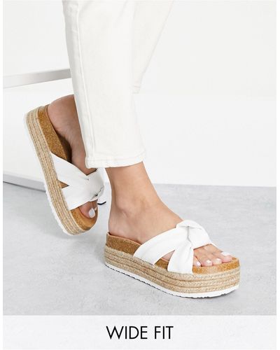 ASOS Teegan - sandales pointure large à plateforme et nœuds - Blanc