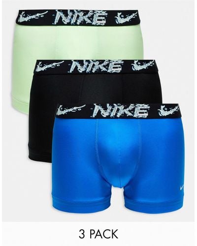 Nike Dri-fit Essential Microfibre Trunks 3 Pack - Blue