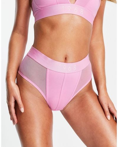 DORINA Radiate - culotte brésilienne taille haute en coton et tulle - - pink - Rose