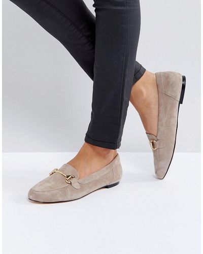 Office Taupe Suede Loafers - Natural
