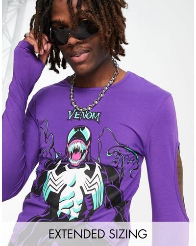 ASOS Long Sleeve T-shirt With Marvel Venom Print - Purple
