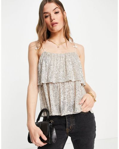 River Island Cami-top Met Lovertjes - Metallic