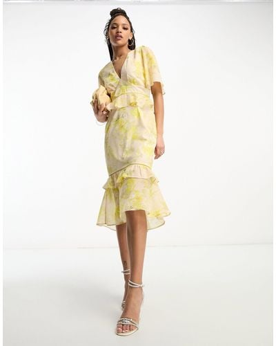 Hope & Ivy Ruffle Midi Dress - Yellow