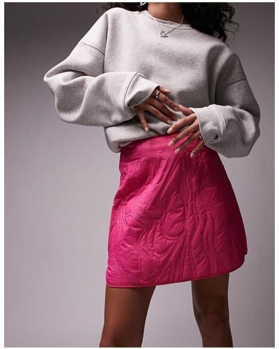 TOPSHOP Quilted Mini Skirt - Pink