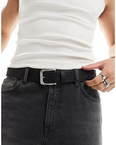 ASOS Faux Leather Belt With Embossing - White