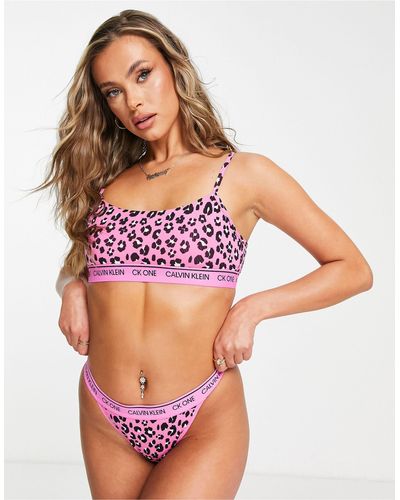 Calvin Klein Ck One Leopard Printed Brazilian Brief - Pink