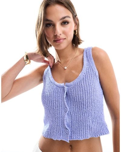 ASOS Knitted Button Through Cami Top - Purple