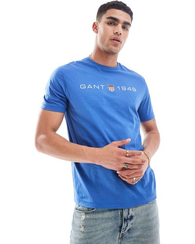 GANT Shield Logo Front Print T-shirt - Blue