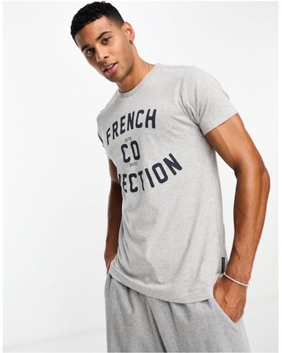 French Connection Camiseta melange con logo - Blanco